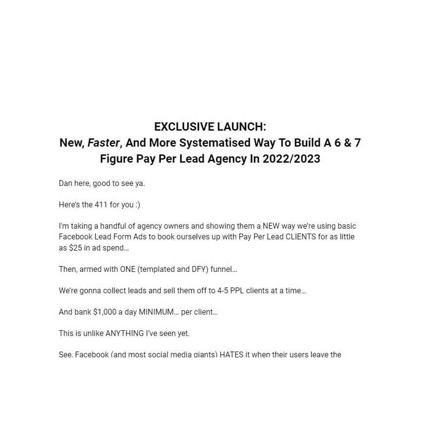 Dan Wardrope – The Pay Per Lead Agency Blueprint 3.0 Download